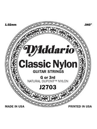 D addario Classic Nylon Classical Guitar String G 3rd DS Music